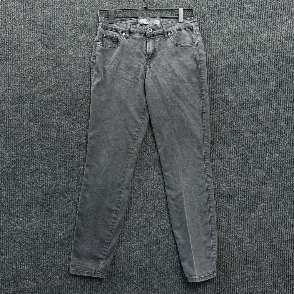 GUESS Super Skinny Jeans Womens 29 Gray Mid Rise Stretch Denim Triangle Logo